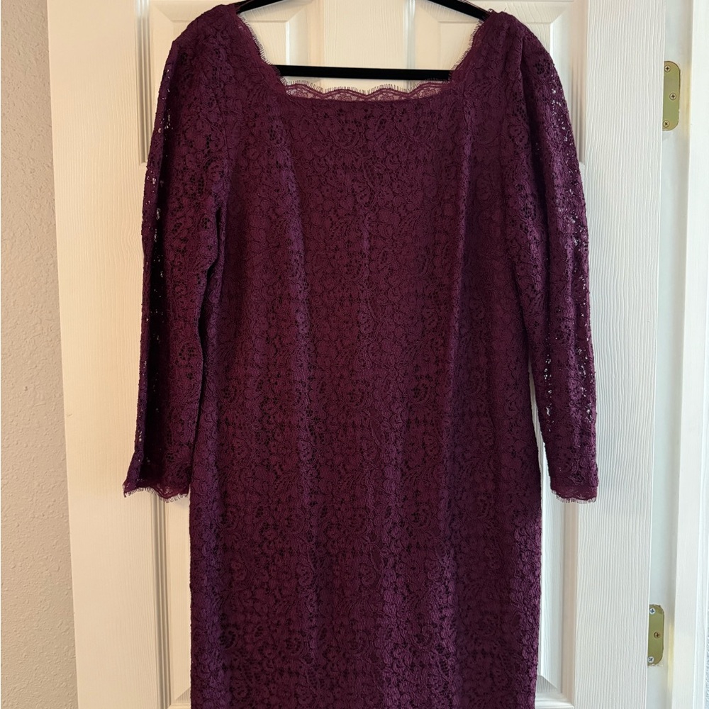 Adrianna Papell Red Long Sleeve Sheath Dress